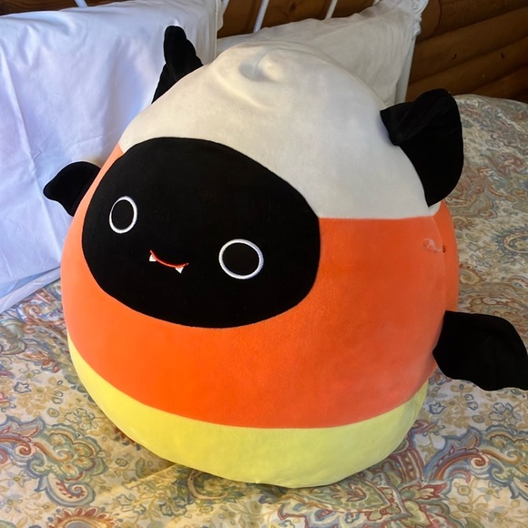 Squishmallow Bat Plush Candy Corn Bat Pillow - Orange, Black, White 16” - Picture 7 of 7